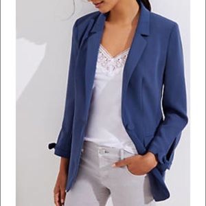 NWT Loft Tie Cuff Blazer Sz 14 Dark Smokey Blue